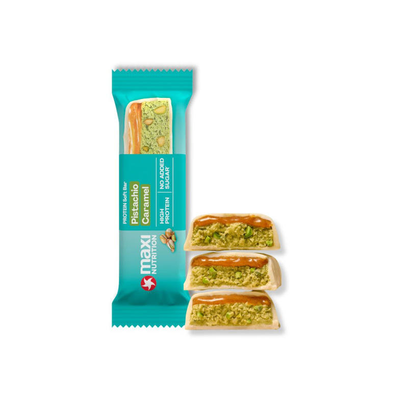 MaxiNutrition Proteinová tyčinka soft pistachio caramel 45g