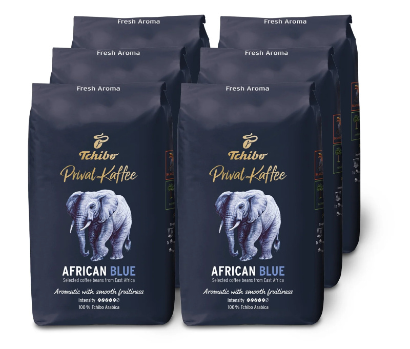 Privat Kaffee African Blue − 6 × 500 g zrnkové kávy