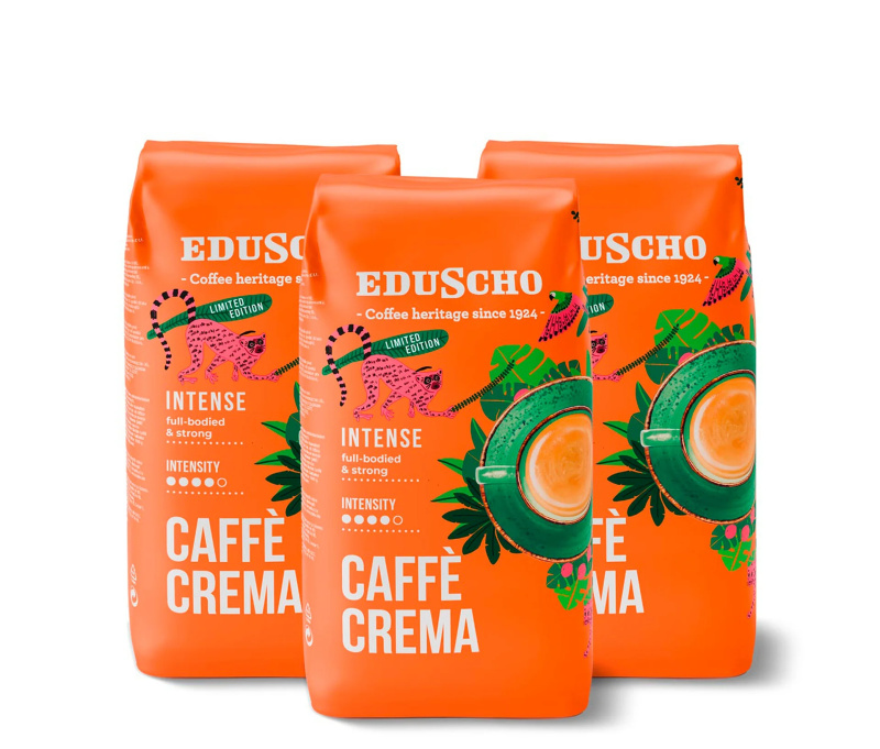 Eduscho Caffè Crema Intense - 3 x 1 kg zrnkové kávy