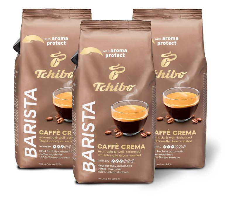BARISTA Caffè Crema – 3 x 1 kg zrnkové kávy