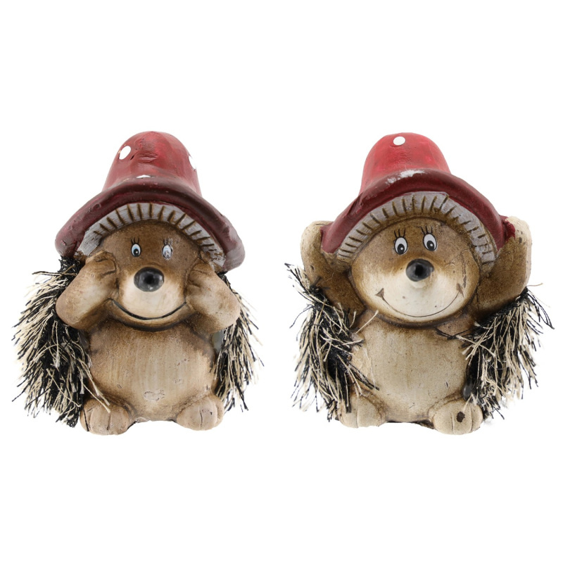 Podzimní stojací dekorace keramický ježek s čepičkou různé druhy 7 cm, 1 ks