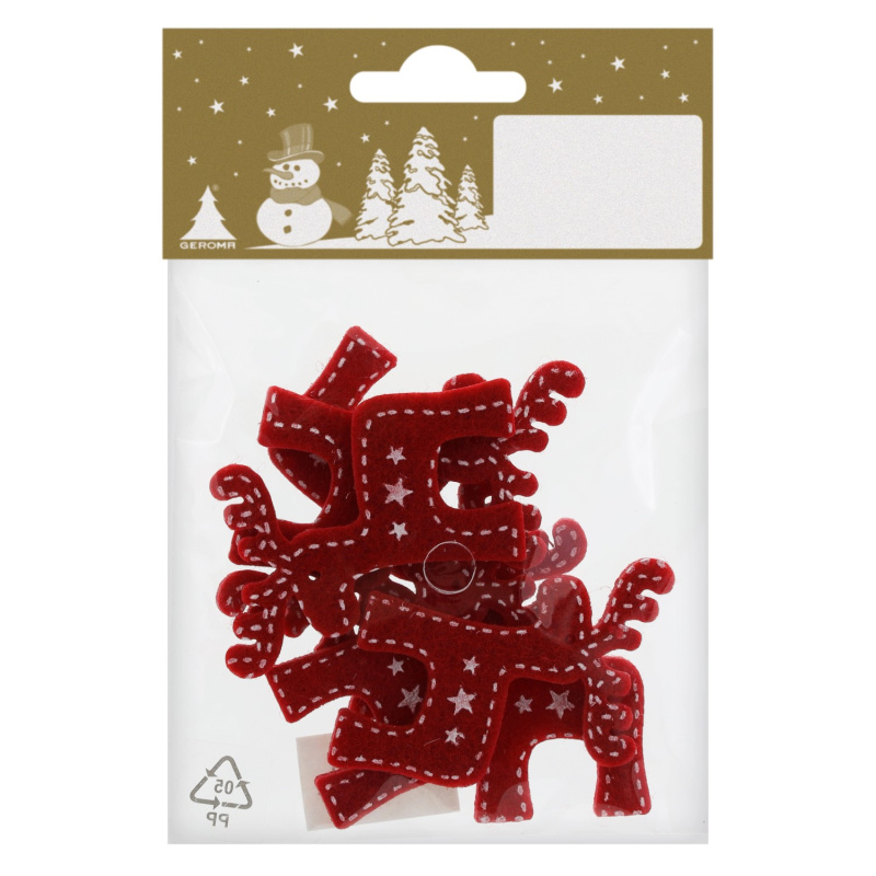 GEROMA Vánoční komponenty ke zdobení sobi z filcu červení 6 ks