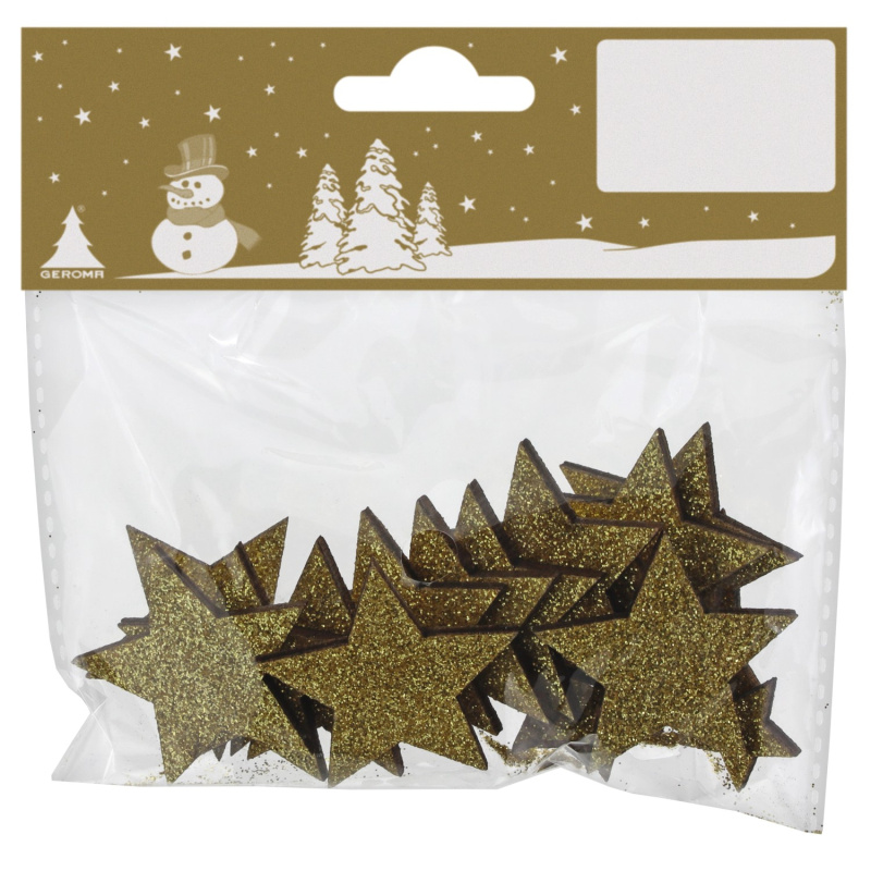 GEROMA Vánoční komponenty ke zdobení hvězda dřevěná zlatá 24 ks