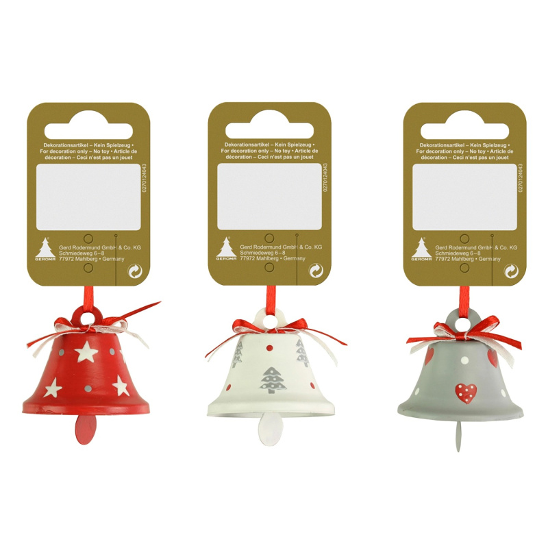 GEROMA Vánoční ozdoby zvonečky plastové různé druhy pr. 4,5 x 4 cm, 1 ks