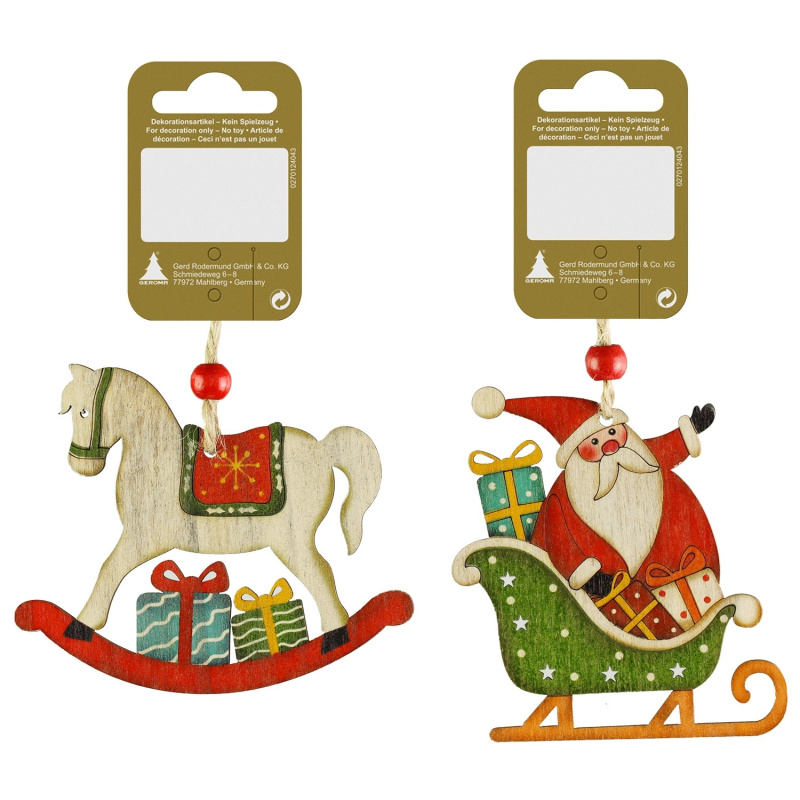 Dřevěná závěsná dekorace, 2 různé druhy