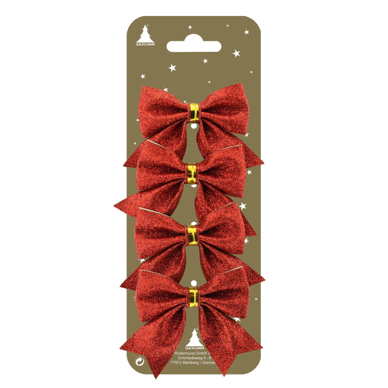 GEROMA Vánoční ozdoby mašle červené 7 x 4,5 cm, 4 ks