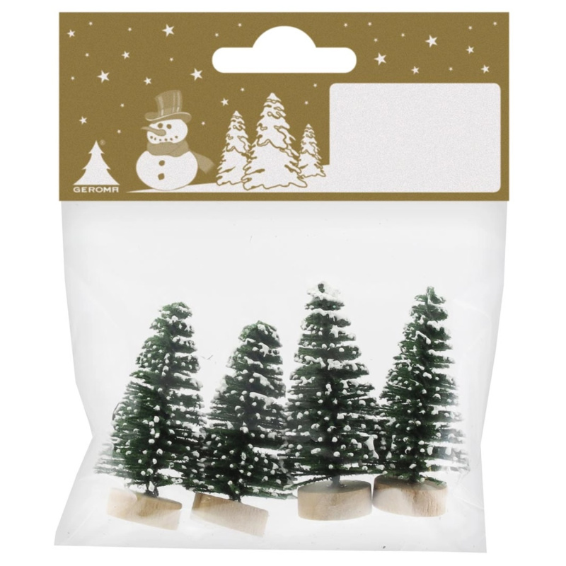Dekorativní vánoční stromečky z plastu, 4,5 cm, 4 ks