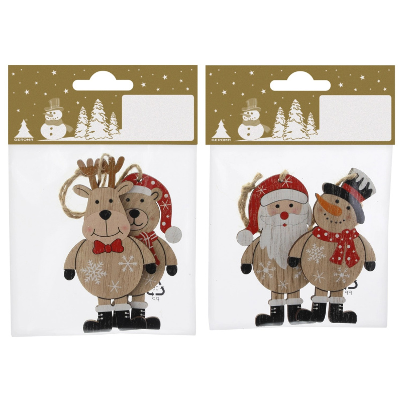Dřevěná závěsná dekorace, 8 cm, 2 ks, různé druhy