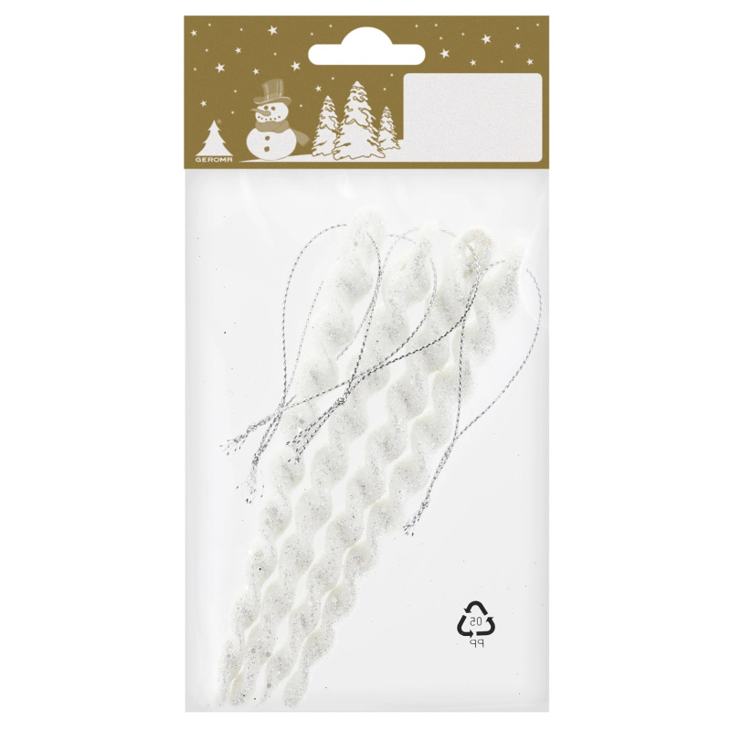 GEROMA Vánoční ozdoby rampouchy plastové bílé 14 cm, 4 ks