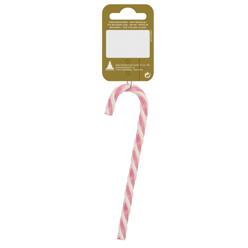 GEROMA Plastová vánoční ozdoba candycane růžová/bílá 15 cm, 1 ks