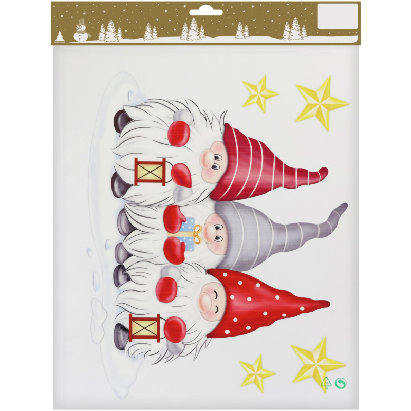 Vánoční samolepky na okno, skřítci, 29 x 38 cm