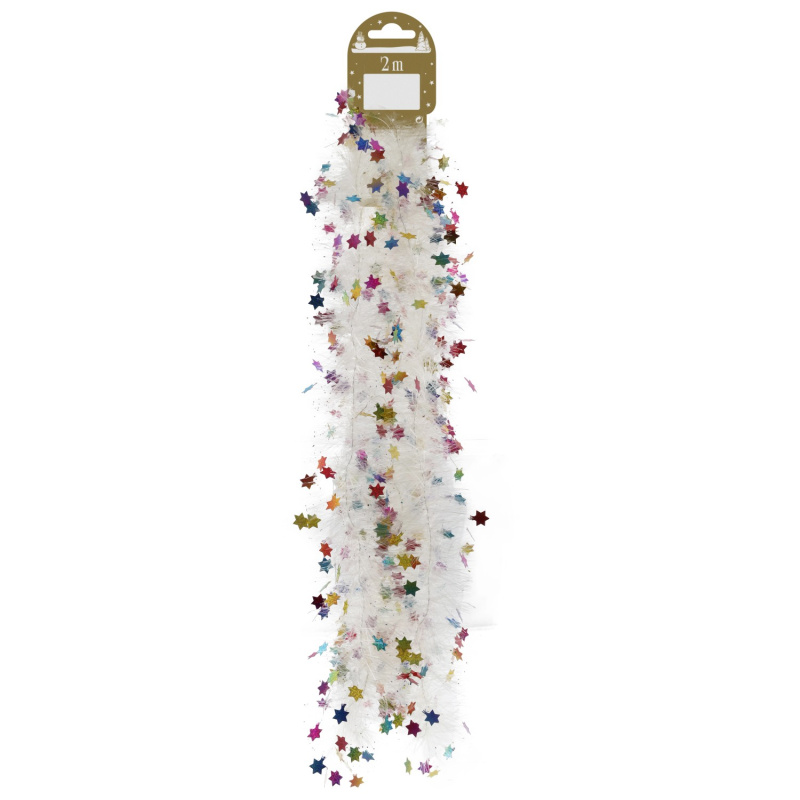 GEROMA Fóliová girlanda s hvězdičkami bílá/pestrá 200 cm, 1 ks