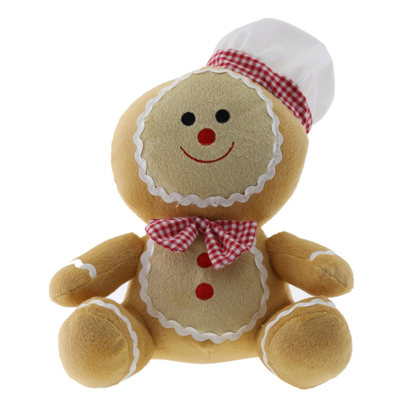 GEROMA Stojací vánoční dekorace plyšový perníček s čepičkou 20 cm, 1 ks