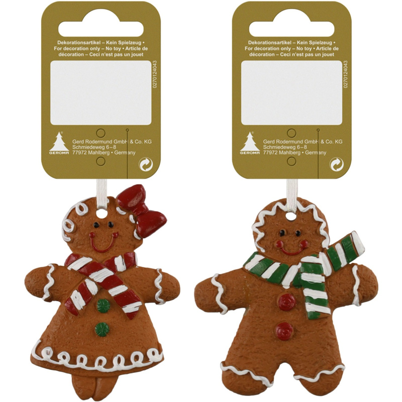 Vánoční dekorace k zavěšení, perníková figurka, hnědá, 2 provedení, 7 cm