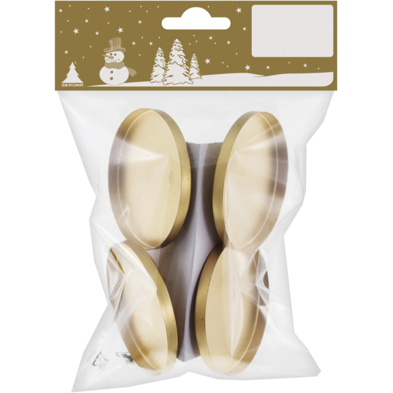 Vánoční kovový svícen na čajovou svíčku 4 ks, matná zlatá, pr. 6 cm