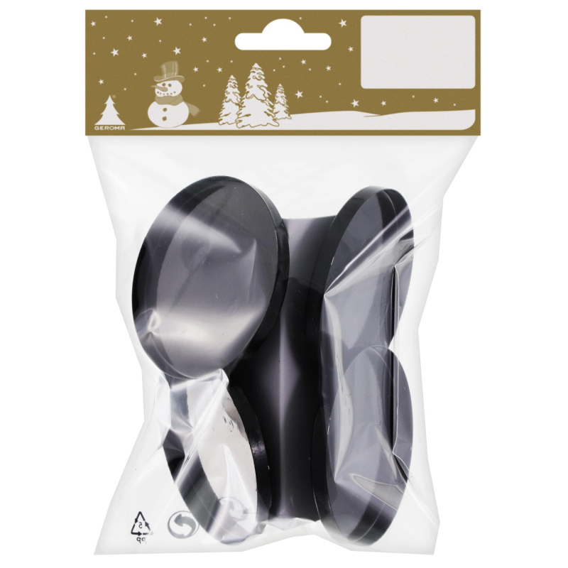 GEROMA Držák na svíčky kovový černý pr. 6 cm, 4 ks