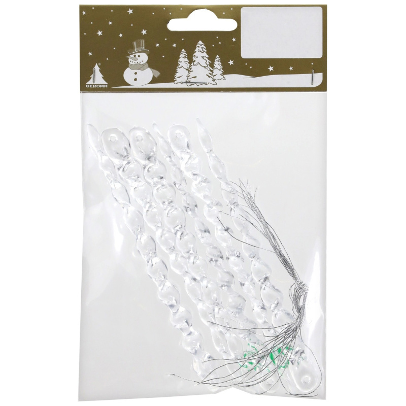 Vánoční dekorace sada rampouchů k zavěšení, transparentní, 6 ks