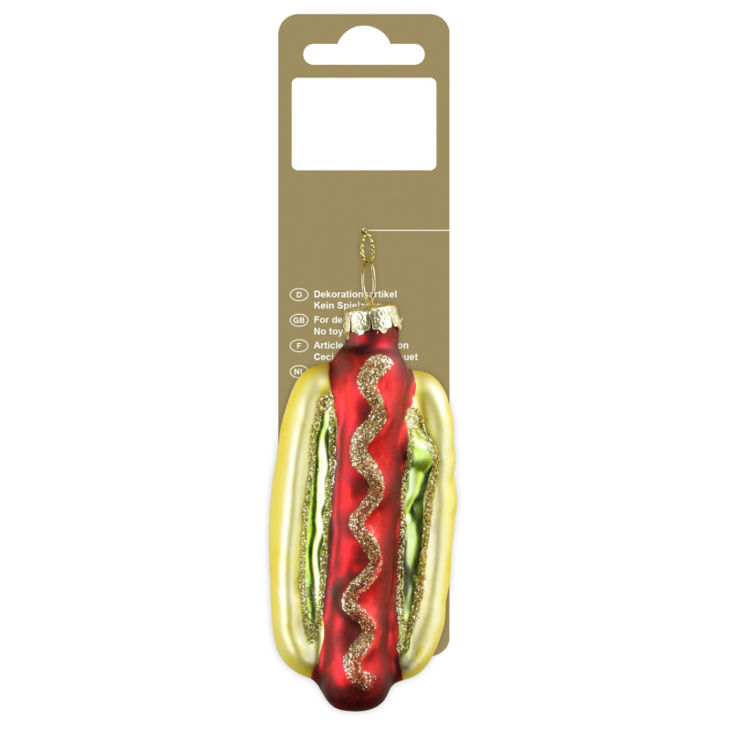 GEROMA Skleněná vánoční ozdoba hotdog 9,7 cm, 1 ks