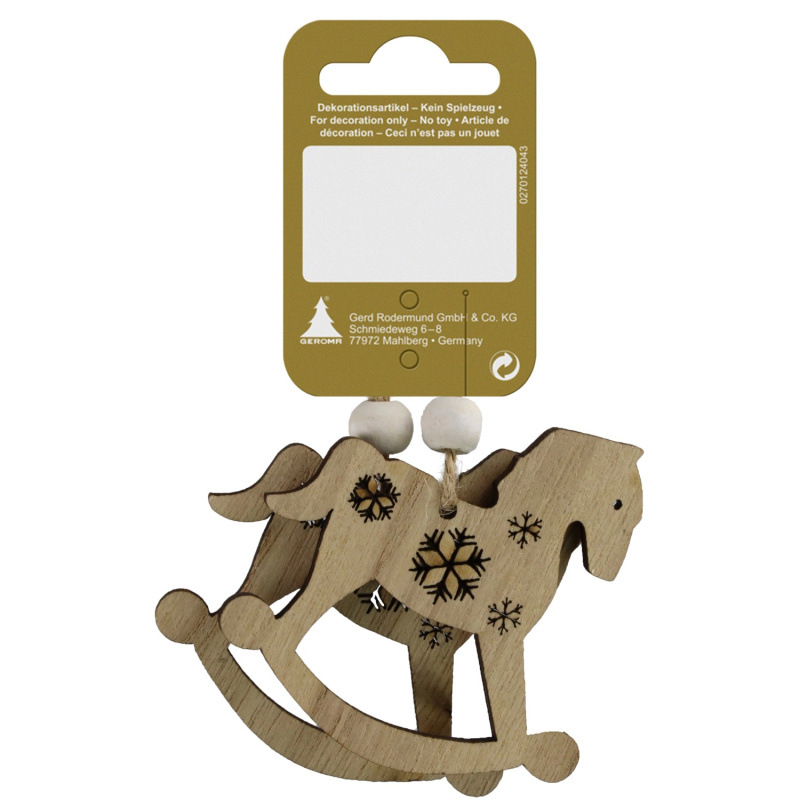 GEROMA Závěsná vánoční dekorace houpací kůň dřevěný 6,5 cm, 2 ks
