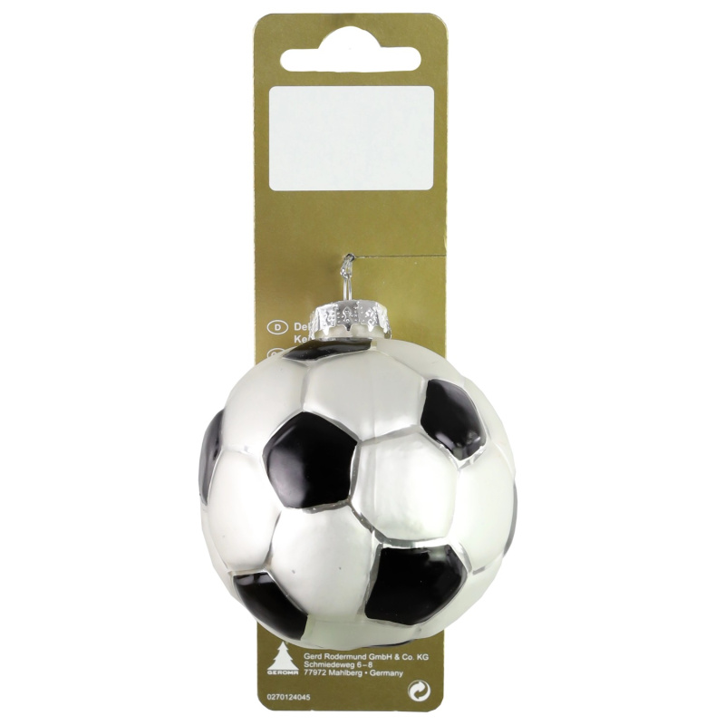 GEROMA Skleněná vánoční ozdoba fotbalový míč 6,5 cm, 1 ks