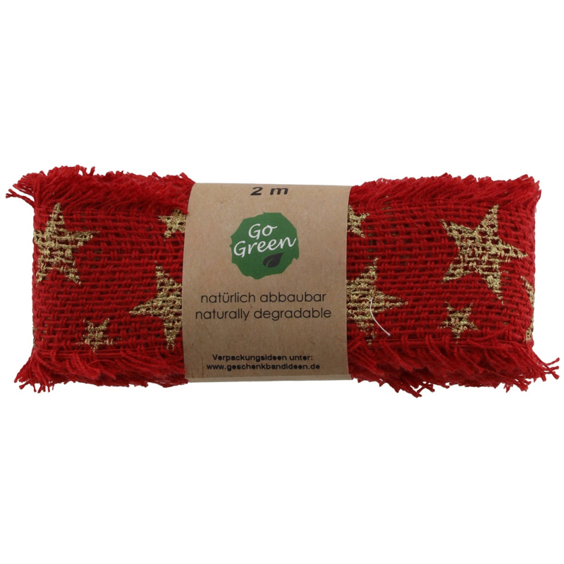 GEROMA Bavlněná stuha s hvězdami červená 2 m