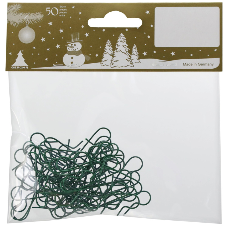 GEROMA S háčky pro vánoční ozdoby zelené 50 ks