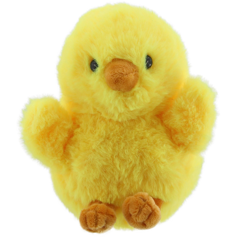 Velikonoční dekorace kuřátko plyšové žluté 13,5 x 11 x 9,5 cm