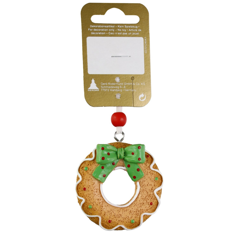 GEROMA Závěsná vánoční dekorace donut z polyresinu zelený 5,5 cm, 1 ks