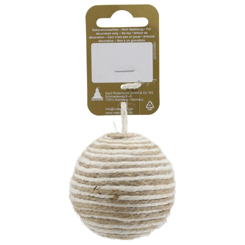 Gerd Rodermund Plastová baňka s omotanou šňůrou, bílo-přírodní, pr. 6 cm