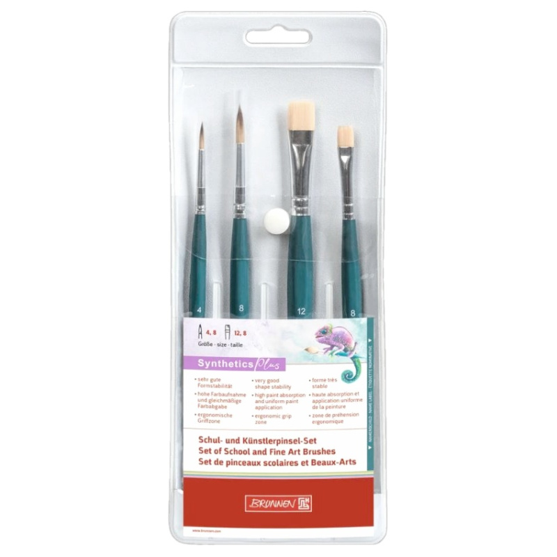 Štětce kulaté a ploché sada (4ks) syntetické