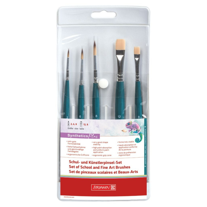 Štětce kulaté a ploché sada (5ks) syntetické