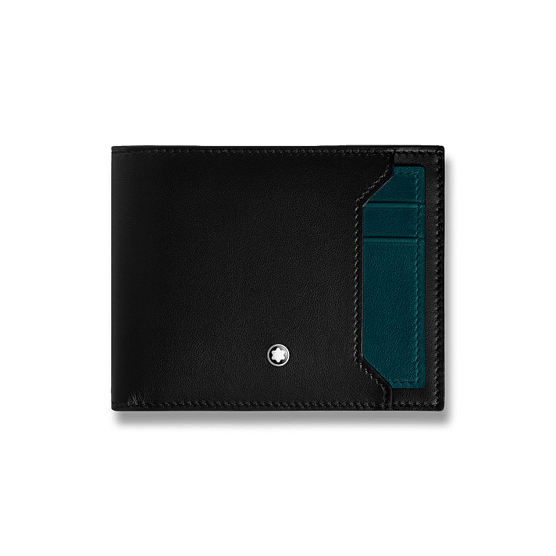 Peněženka Montblanc Meisterstück Soft 6 cc, černá/modrá, odnímatelné pouzdro
