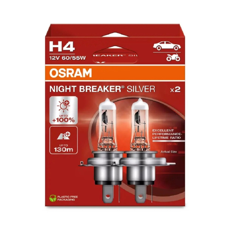 OSRAM Autožárovka Night Breaker Silver (Next Gen) H4, 60/55W, 12V, 2ks (HFB ECO)