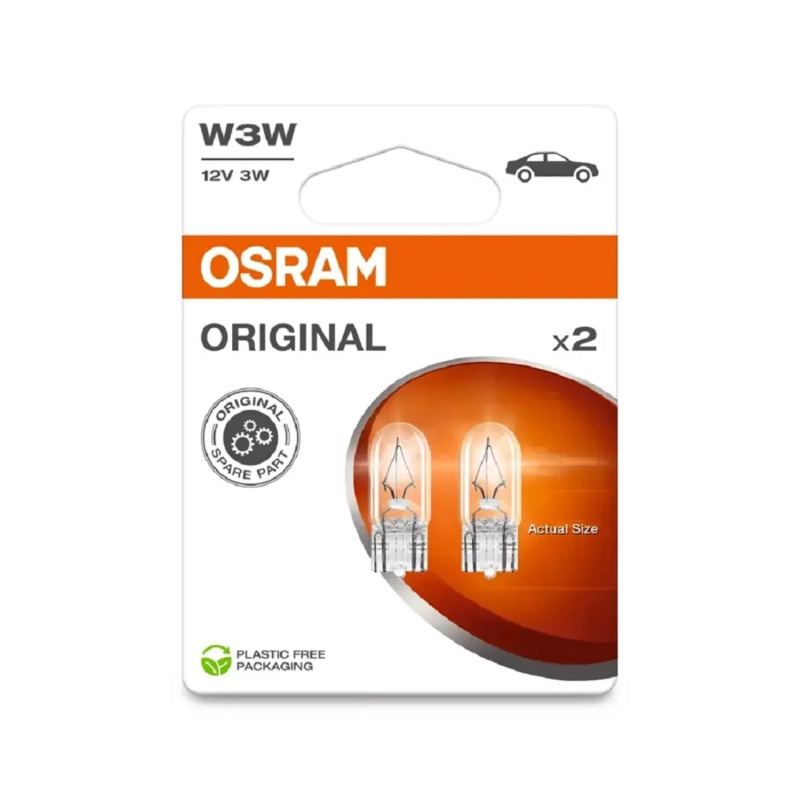 OSRAM Pomocná autožárovka Original se skl.nástr.paticí W3W, 12V, 2 ks (BLI ECO)