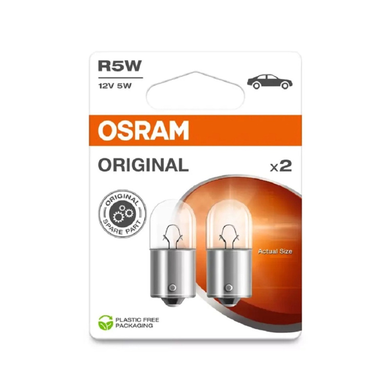 OSRAM Pomocná autožárovka Original s kovovou paticí R5W, 12V, 2 ks (BLI ECO)