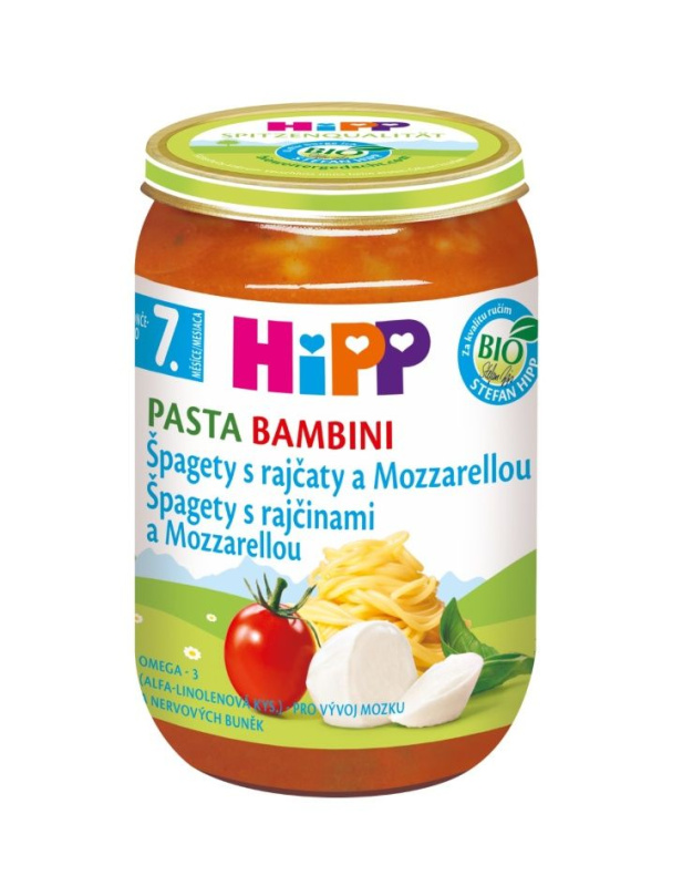 HiPP BIO Pasta Bambini Špagety s rajčaty a mozzarelou
