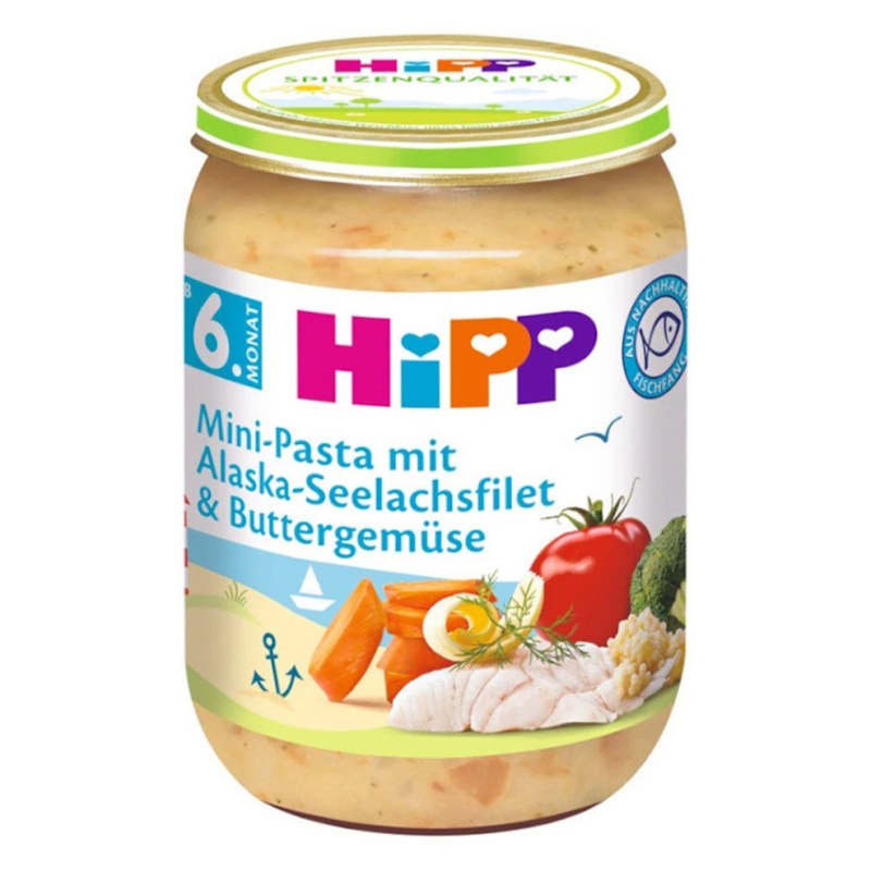 HIPP Baby těstoviny s aljašskou treskou v máslové zelenině BIO 190 g