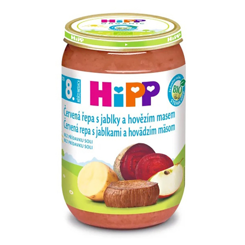 HIPP Červená řepa s jablky a hovězím masem BIO 220 g