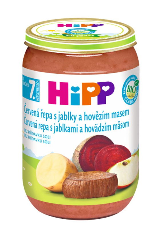 HIPP Červená řepa s jablky a hovězím masem BIO 220 g