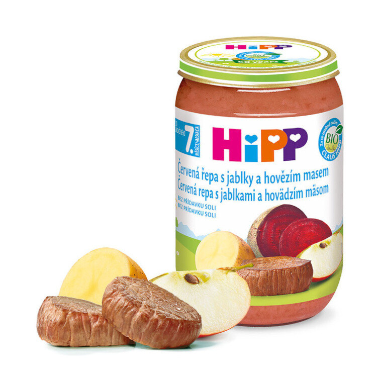 HIPP Červená řepa s jablky a hovězím masem BIO 220 g