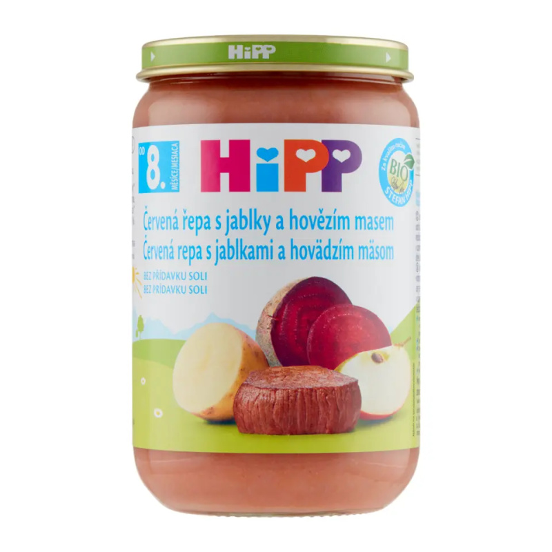 HIPP Červená řepa s jablky a hovězím masem BIO 220 g