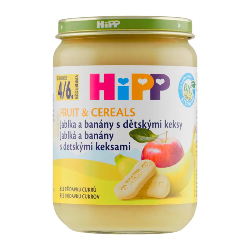 Hipp BIO Jablka a banány s dětskými keksy 190 g