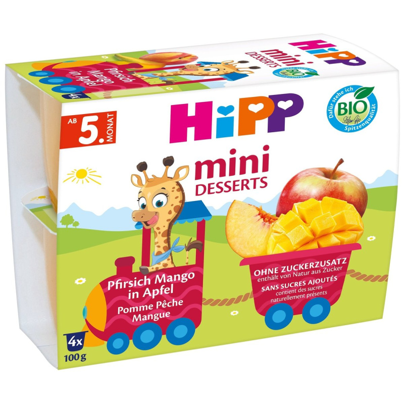 HiPP BIO Ovocný příkrm jablka a broskve (4×100 g)