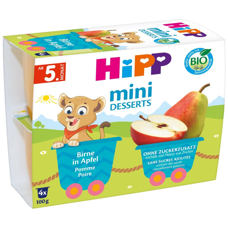 HiPP BIO Ovocný příkrm jablka a hrušky (4×100 g)