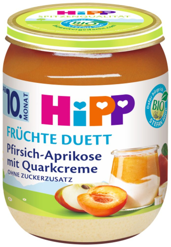 Hipp DEZERT BIO Duet Broskev, meruňka a tvaroh 160 g