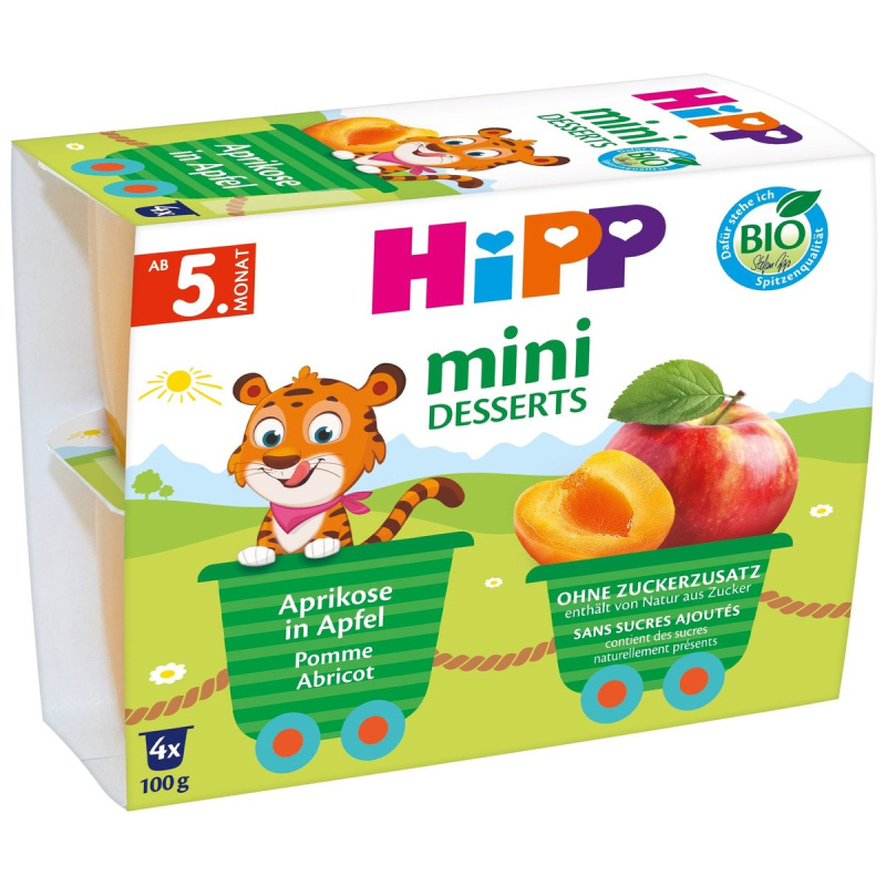 HiPP BIO Ovocný příkrm jablka a meruňky (4×100 g)