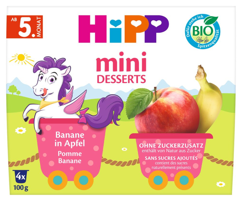 Hipp BIO Mini dezert Jablka s banány 4x100 g