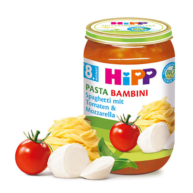 HiPP BIO Rajčata se špagetami a mozzarellou- PASTA BAMBINI - bezmasý