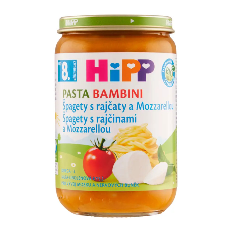 HiPP BIO Rajčata se špagetami a mozzarellou- PASTA BAMBINI - bezmasý