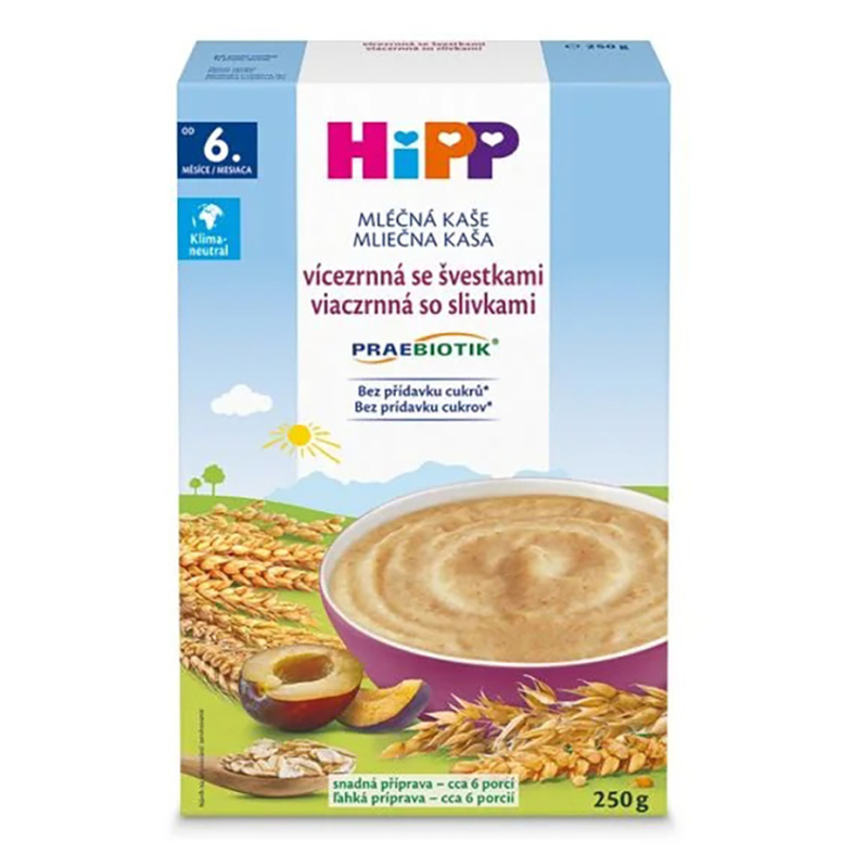 HIPP Praebiotik mléčná kaše vícezrnná se švestkami BIO 250 g